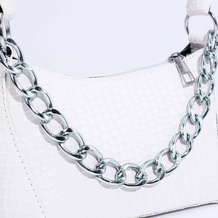 Сумка-багет на молнии, цвет белый Сумка-багет на молнии, цвет белый