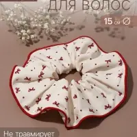 Резинка для волос QF &laquo;Орбита гранд&raquo; бантики, 15 см, молочно-красная