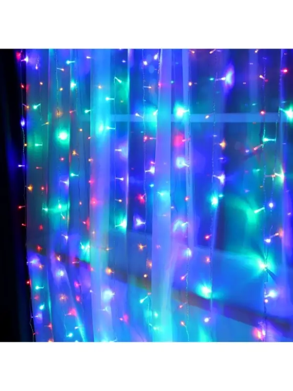 Гирлянда &laquo;Занавес&raquo; 2&times;3 м, IP20, прозрачная нить, 720 LED, свечение мульти, 8 режимов, 220 В