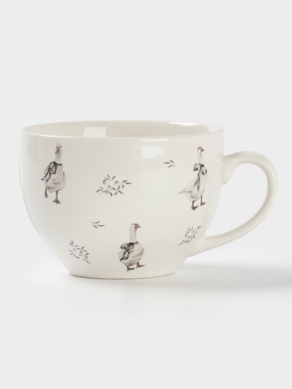 Чайная пара Доляна  Чайная пара Доляна "Гуси" цвет белый  чашка 250 мл, блюдце 15 см