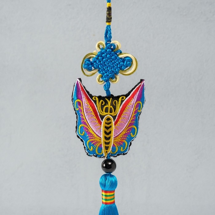 Подвеска текстиль  Подвеска текстиль "Бабочка" голубая 2х6,5х27 см