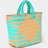 Сумка плетёная, 20&times;10&times;30 см, пластик, бирюзово-жёлтая