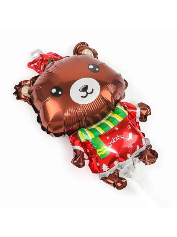 Воздушные шары фольгированные 17 Воздушные шары фольгированные 17" «Новогодний мишка», 5 шт., для палочек