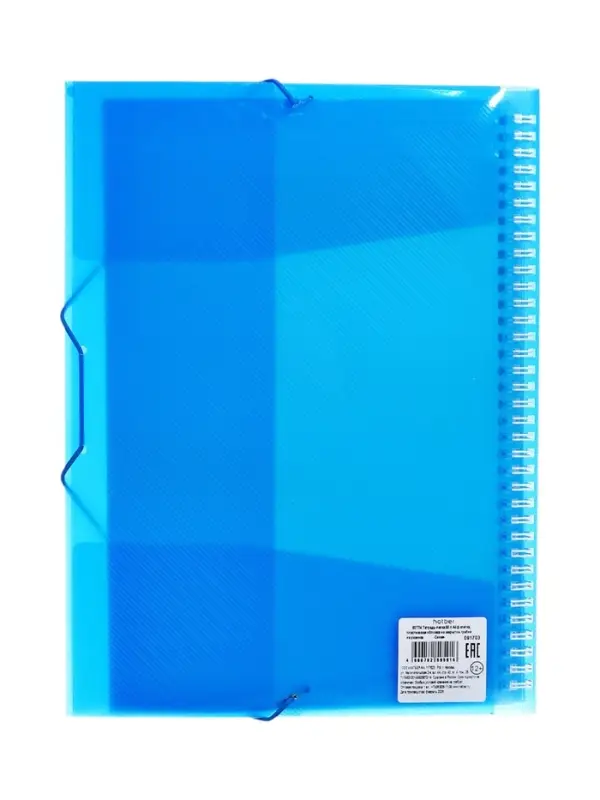 Тетрадь-папка А4, 80 листов в клетку Hatber FolderBook, пластиковая обложка, на закрытом гребне, с клапаном на резинке, синяя