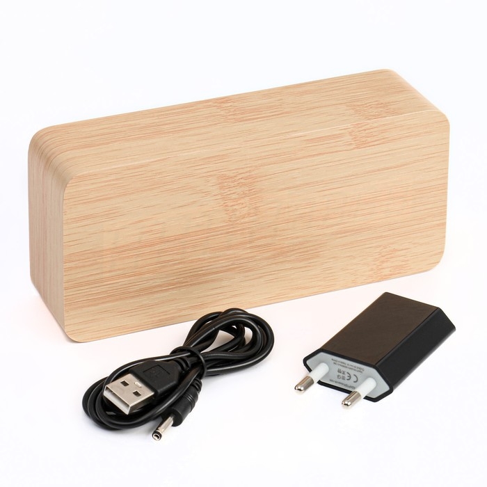 Часы - будильник электронные Часы - будильник электронные "Цифра-Т" настольные с термометром, деревянные, ААА, USB