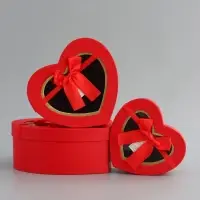Набор подарочных коробок 3 в 1 сердца, красный, 22&times;20&times;9; 18.5&times;17&times;7.5; 1 6&times;14&times;6 см