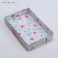 Кондитерская упаковка, коробка для макарун с PVC крышкой, &laquo;Весенний подарок&raquo;, 18&times;12&times;3.5 см