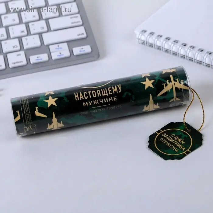 Ручка шариковая, синяя паста в тубусе, пластик &laquo;23 февраля: С Днём Защитника Отечества&raquo;