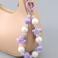 Брелок на карабине "Тюльпаны и звёзды" сиренево-перламутровый 11х4х1,5 см