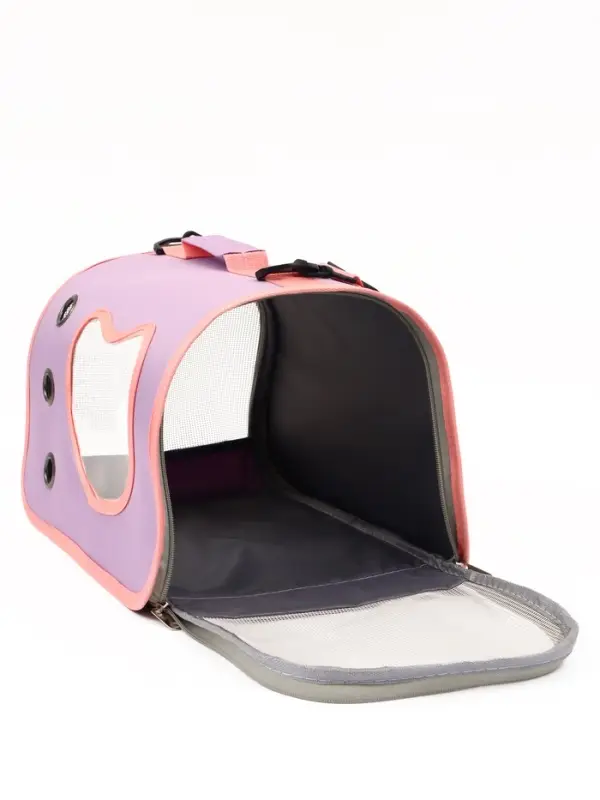 Сумка - переноска каркасная &laquo;Кошачий вид&raquo;, 41&times;27&times;25 см, фиолетовая, розовая