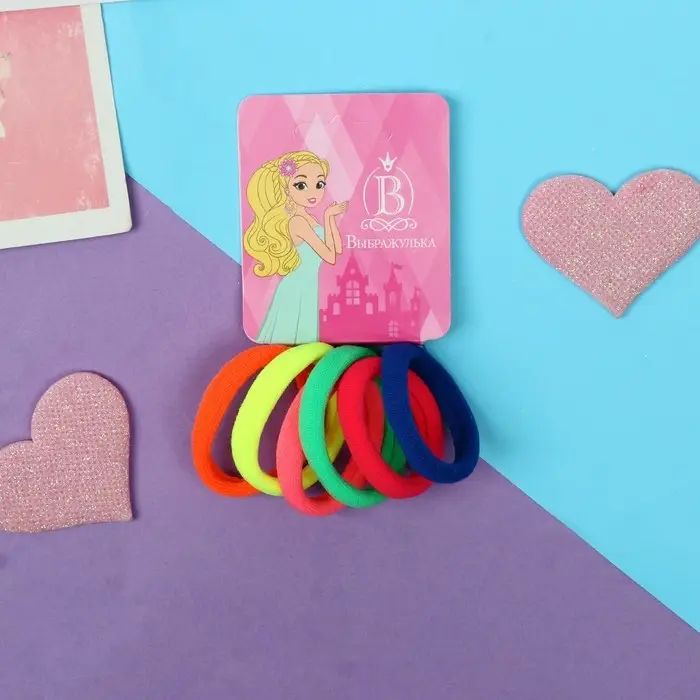 Резинка для волос "Махрушка" (набор 6 шт) яркая, 2,5 см
