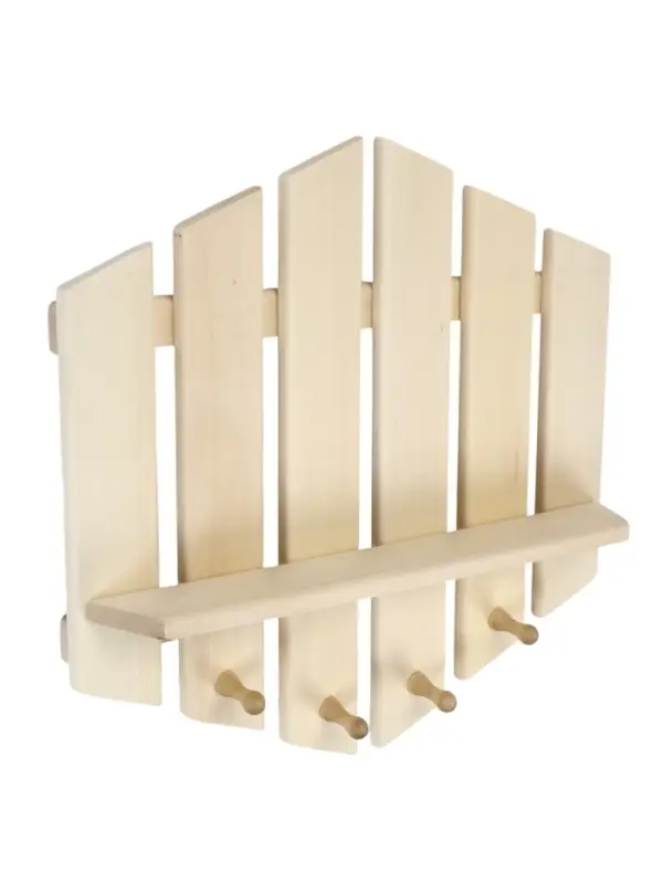 Полка - вешалка для бани и сауны &laquo;Рассвет&raquo;, 52&times;5&times;50 см, дерево, 4 крючка