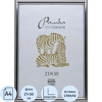 Рамка пластиковая А 4 серебряного цвета 513