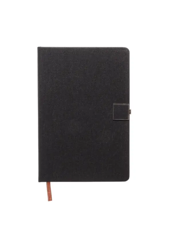 Ежедневник недатированный формат А5, с хлястиком, 96л, линия, пвх, Черный
