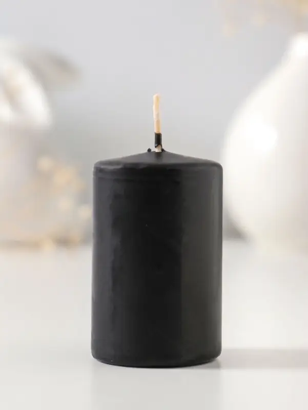Свеча - цилиндр 4&times;6 см, 59 г, 6 ч, чёрный