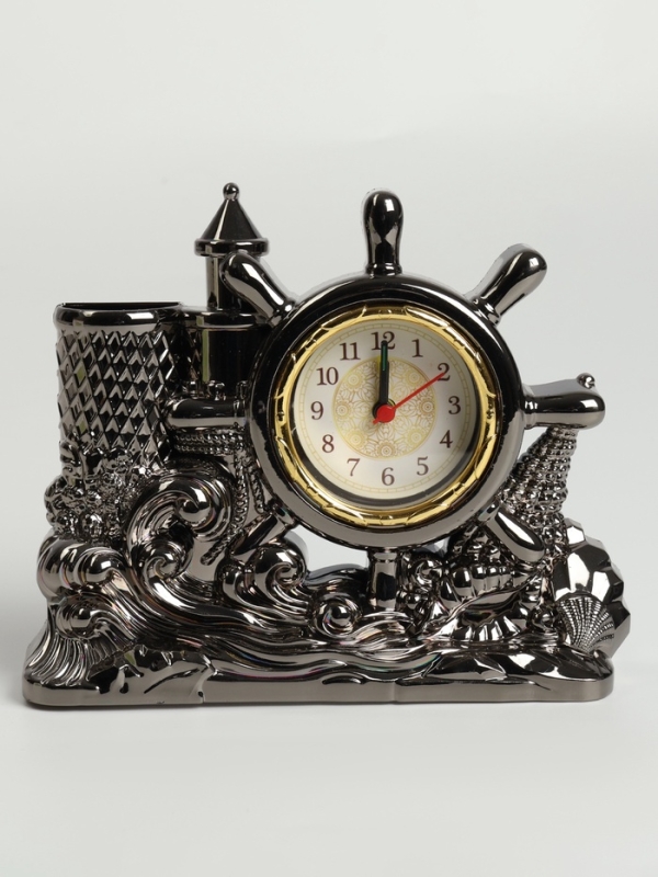 Часы будильник настольные, органайзер для канцелярии, 14 х 18 х 4.5 см, d-5.5 см Часы будильник настольные, органайзер для канцелярии, 14 х 18 х 4.5 см, d-5.5 см