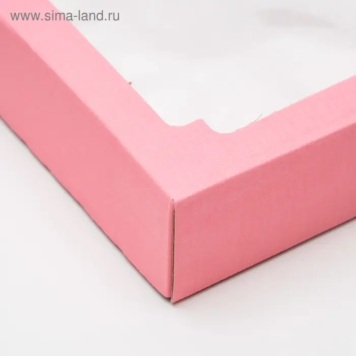 Коробка сборная, крышка-дно, с окном, розовая, 26 х 21 х 4 см Коробка сборная, крышка-дно, с окном, розовая, 26 х 21 х 4 см