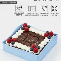 Форма для выпечки Доляна &laquo;Квадрат&raquo;, 20.5&times;5 см, силикон, светло-голубая