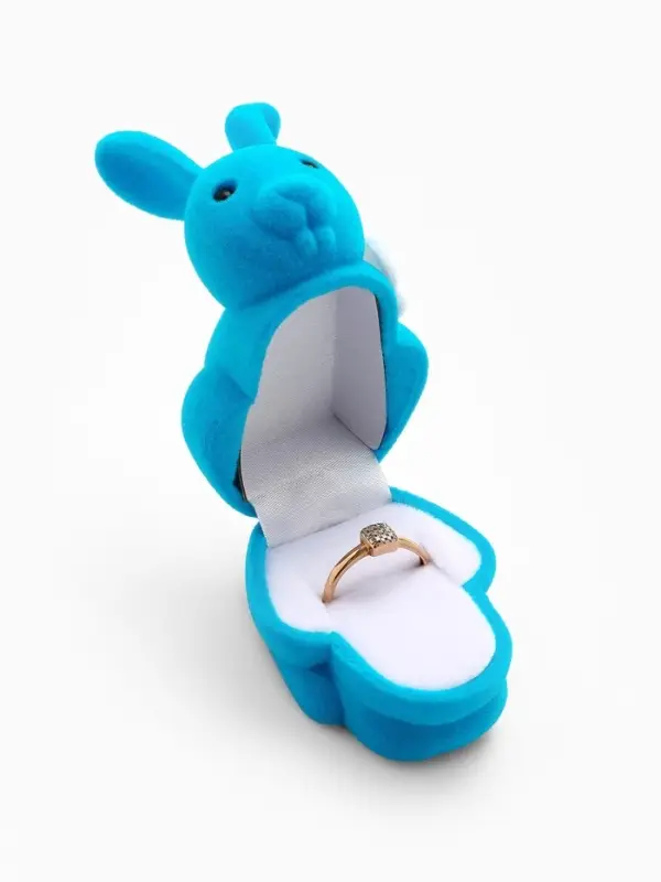 Футляр под серьги, кольцо &laquo;Кролик&raquo;, бархатный, 5.7&times;4.5 см, бирюзовый
