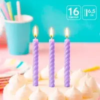 Свечи для торта, сиреневые, 16 шт., 6.5&times;0.5 см