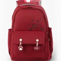 Рюкзак школьный &laquo;Котик&raquo;, 3 кармана, 2 отделения, 29&times;14&times;44 см, бордовый