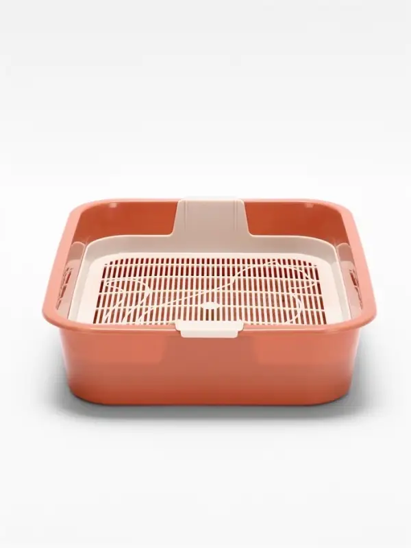 Туалет для кошек &laquo;Мур-мяу&raquo;, 33&times;25&times;7 см, с сеткой, пластик, цвет коралловый