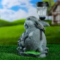 Садовая фигура - фонарь из полистоуна &laquo;Зайцы у фонаря&raquo;, 28&times;18&times;34 см