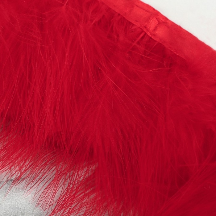 Тесьма с перьями марабу, 8-10 см, 5 ± 0,5 м, цвет красный Тесьма с перьями марабу, 8-10 см, 5 ± 0,5 м, цвет красный
