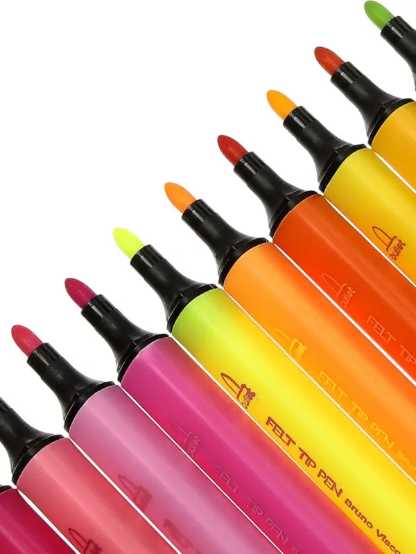 Фломастеры-кисточки 24 BRIGHT, COLORS, двусторонние, в пластиковом пенале