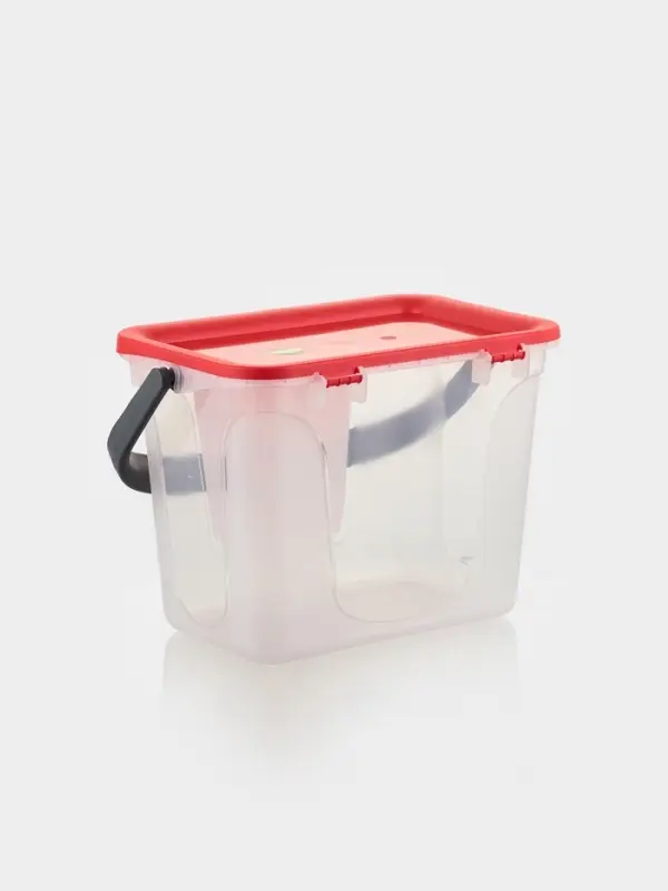 Контейнер для шашлыка c ручкой BEROSSI Leto, 6 л, пластик, прозрачный, крышка красная