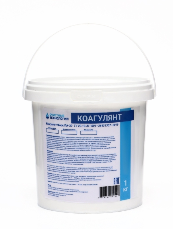 Средство для бассейна Коагулянт "Очистные технологии", порошок, ведро 1 кг
