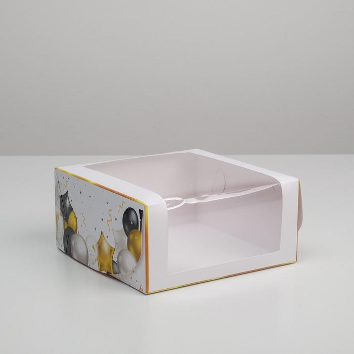 Коробка для торта с окном, кондитерская упаковка Happy Birthday 23 х 23 х 11 см Коробка для торта с окном, кондитерская упаковка Happy Birthday 23 х 23 х 11 см