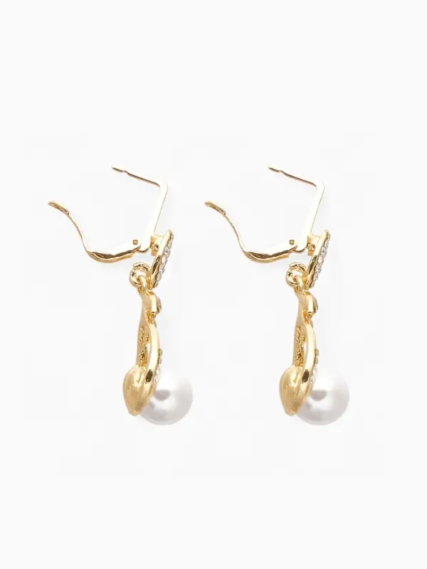 Серьги висячие &laquo;Жемчуг Грейс&raquo;, белые в золоте