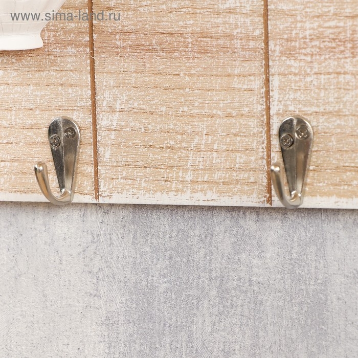 Крючки декоративные дерево Крючки декоративные дерево "Вазон с цветами с сердечком" 19,5х35х3,5 см