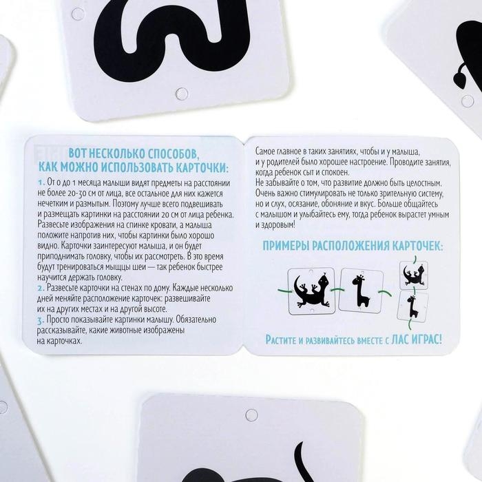 Чёрно-белые картинки для новорожденных «Животные», 40 картинок, 0+ Чёрно-белые картинки для новорожденных «Животные», 40 картинок, 0+