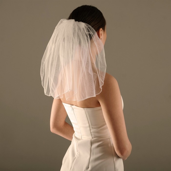 Вуаль ( фата ) Вуаль ( фата ) "Цветочная", молочно-белая, 40 см, полиэстер