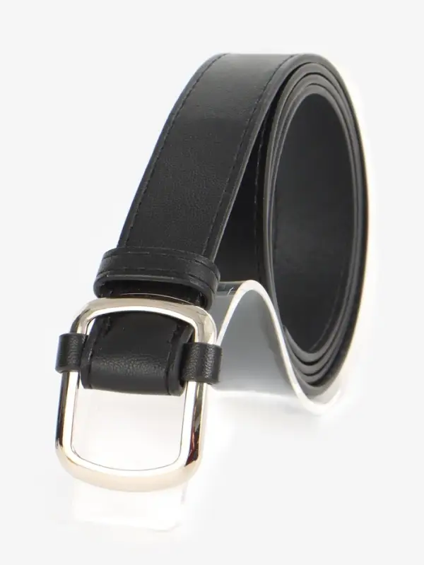 Ремень женский, 110&times;2.7 см, пряжка-затяжка металл, серебристая, чёрный