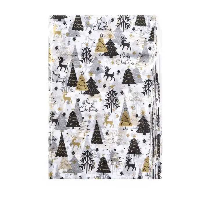 Бумага упаковочная тишью, новогодняя упаковка «Оленята»,50×65 см