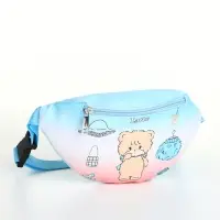 Сумка поясная детская для девочки на молнии, голубая, розовая