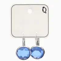Серьги со стразами &laquo;Яркая классика&raquo;, в обрамлении, тёмно-синие в серебре, d=1.6 см