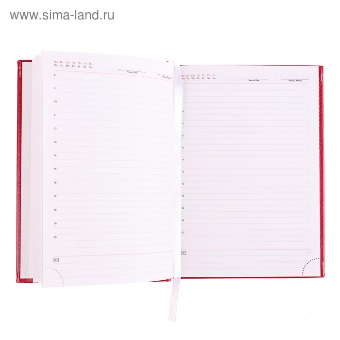 Ежедневник недатированный А5, 160 листов  Ежедневник недатированный А5, 160 листов "Небраска", перфорация углов, красный