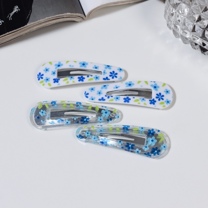 Невидимка для волос  Невидимка для волос "Глория" (набор 4 шт) цветы, 5 см