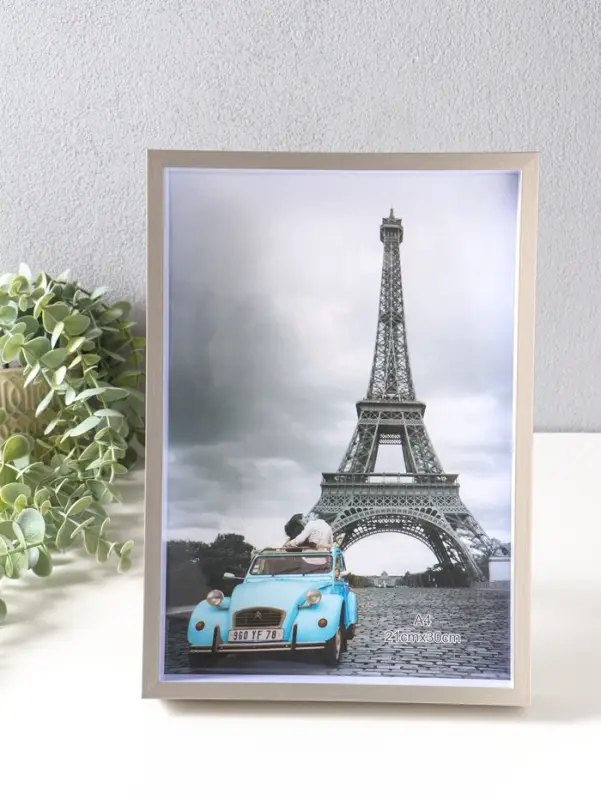 Фоторамка пластик формат А4 "Ламберто" серебро с белым 31х21,8х3,5 см