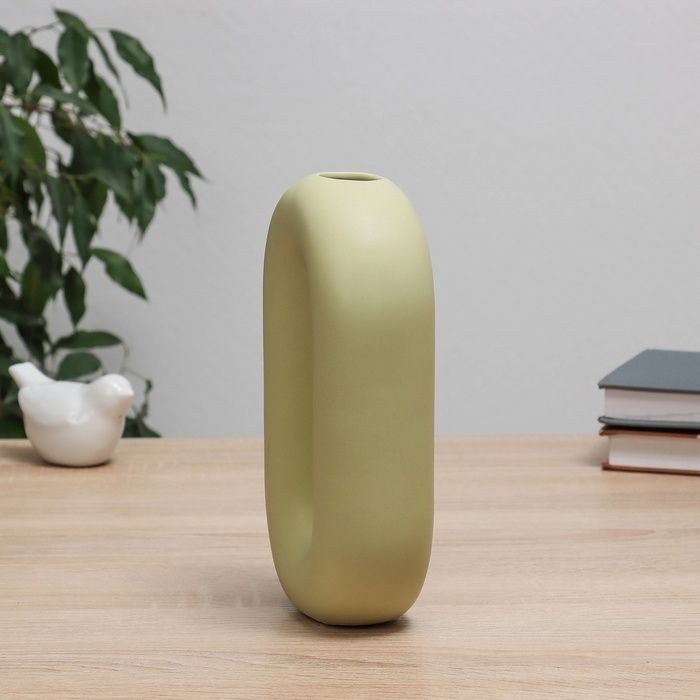 Ваза керамика настольная Ваза керамика настольная "Линд" зеленая, 12х5х20 см