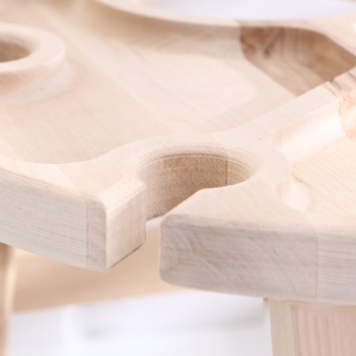 Столик - поднос с менажницей и складными ножками  Столик - поднос с менажницей и складными ножками "Я ем, значит существую"D=30x2,8 см, береза