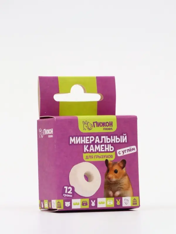 Минеральный камень &laquo;Пижон&raquo; для грызунов с углем, 12 г