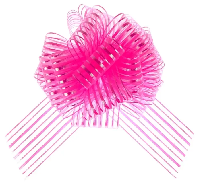 Подарочный бант - шар №10 &laquo;Полоски&raquo;, ярко - розовый, для упаковки подарков