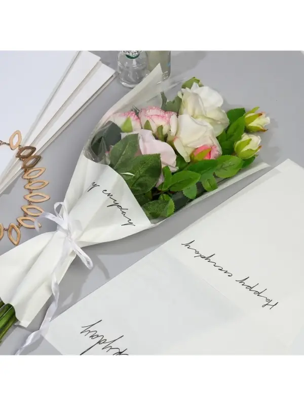 Пакет для цветов Happy everyday, белый, 28×13×44 см