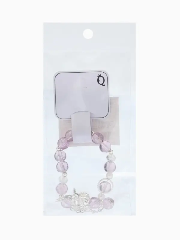 Браслет с подвесками "Сахарный" ракушка, шар №10/8, цвет сиреневый в серебре