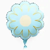 Воздушный шар фольгированный 21" "Ромашка" золотые лепестки, цвет  голубой сатин, набор 5 штук   109